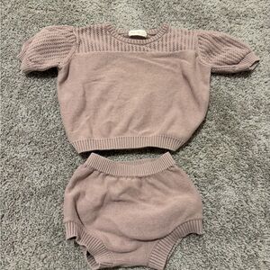 Quincy Mae Knit Sweater and Diaper Cover Set - Mauve